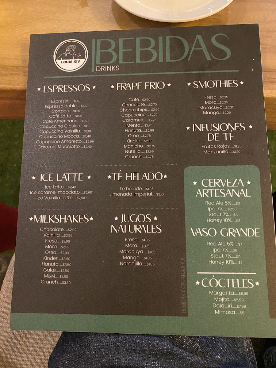 Menu Louis Xiv Cafeteria Manta-1