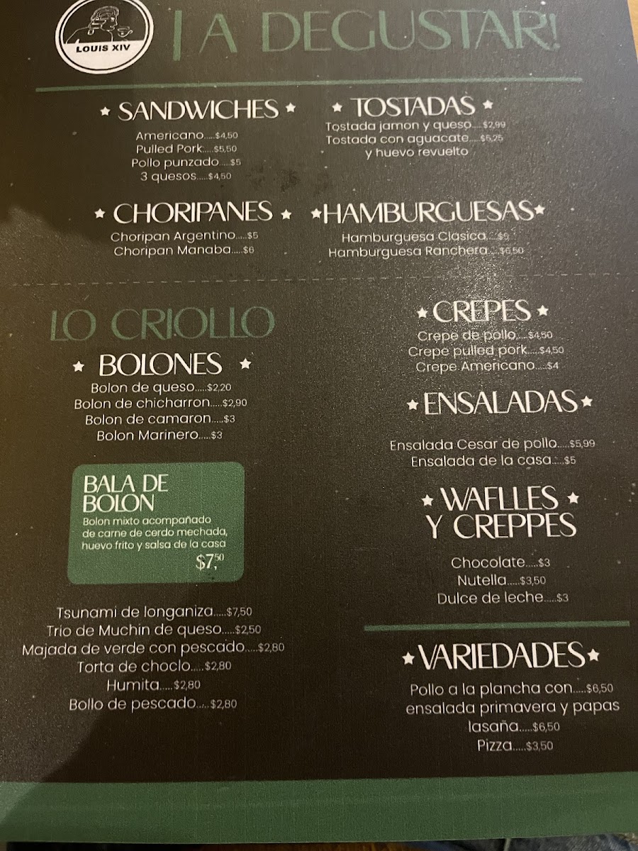 Menu Louis Xiv Cafeteria Manta-2